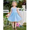 Arshiner Toddler Summer Dress Little Girls Sleeveless Bowknot Sundress Casual Beach Party Dresses with Pocket(Light Blue)