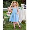 Arshiner Toddler Summer Dress Little Girls Sleeveless Bowknot Sundress Casual Beach Party Dresses with Pocket(Light Blue)