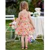 Arshiner Toddler Summer Dress Little Girls Sleeveless Bowknot Sundress Casual Beach Party Dresses with Pocket(Orange Pink Floral)