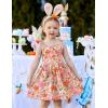 Arshiner Toddler Summer Dress Little Girls Sleeveless Bowknot Sundress Casual Beach Party Dresses with Pocket(Orange Pink Floral)