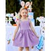 Arshiner Toddler Summer Dress Little Girls Sleeveless Bowknot Sundress Casual Beach Party Dresses with Pocket(Purple)