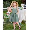 Arshiner Toddler Summer Dress Little Girls Sleeveless Bowknot Sundress Casual Beach Party Dresses with Pocket(Sage Green)