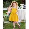 Arshiner Toddler Summer Dress Little Girls Sleeveless Bowknot Sundress Casual Beach Party Dresses with Pocket(Yellow)