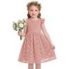 Arshiner Flower Girl Dress Toddler Lace Tutu Ruffle Sleeve Wedding Birthday Party Tulle Dresses(Dusty Pink)