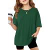 Arshiner Girls T Shirts Oversized Short Sleeve Kids Summer Tops Soft Casual Crewneck Basic Tees(Green)