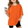 Arshiner Girls T Shirts Oversized Short Sleeve Kids Summer Tops Soft Casual Crewneck Basic Tees(Orange)