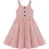 Arshiner Toddler Girl Summer Dresses Casual Sleeveless Button Down Swing Flowy Tiered Midi Sundress with Pockets(Dusty Pink)