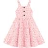 Arshiner Toddler Girl Summer Dresses Casual Sleeveless Button Down Swing Flowy Tiered Midi Sundress with Pockets(White Floral)