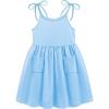 Arshiner Toddler Summer Dress Little Girls Sleeveless Bowknot Sundress Casual Beach Party Dresses with Pocket(Light Blue)