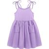Arshiner Toddler Summer Dress Little Girls Sleeveless Bowknot Sundress Casual Beach Party Dresses with Pocket(Purple)