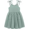 Arshiner Toddler Summer Dress Little Girls Sleeveless Bowknot Sundress Casual Beach Party Dresses with Pocket(Sage Green)