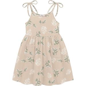 Arshiner Toddler Summer Dress Little Girls Sleeveless Bowknot Sundress Casual Beach Party Dresses with Pocket(Beige Floral)