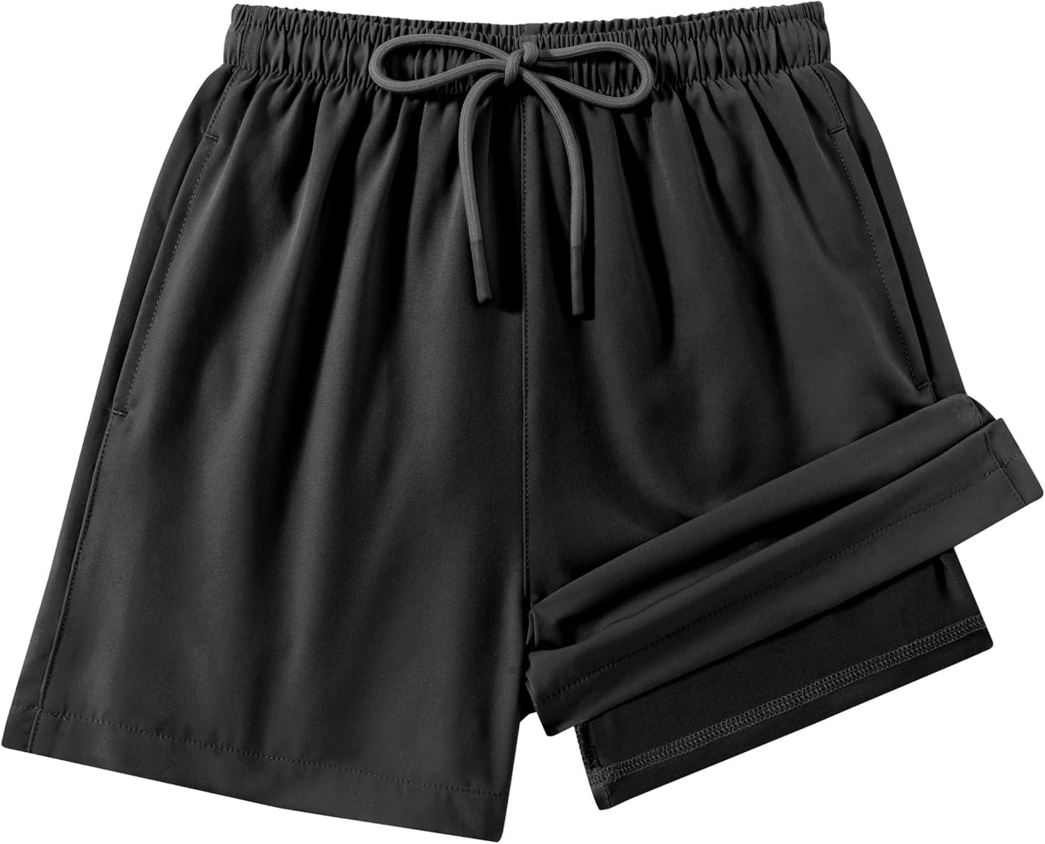 image:imageArshiner Boys Swim Trunks with Compression Liner Kids Bathing Suit Beach Swimming Shorts 614 YearsBlack