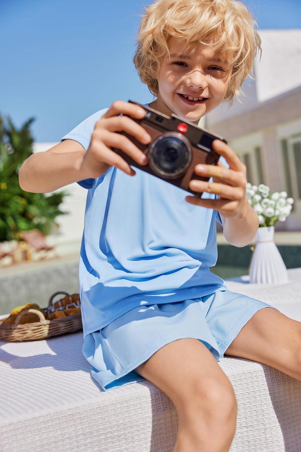 image:imageArshiner Boys Swim Trunks with Compression Liner Kids Bathing Suit Beach Swimming Shorts 614 YearsLight Blue