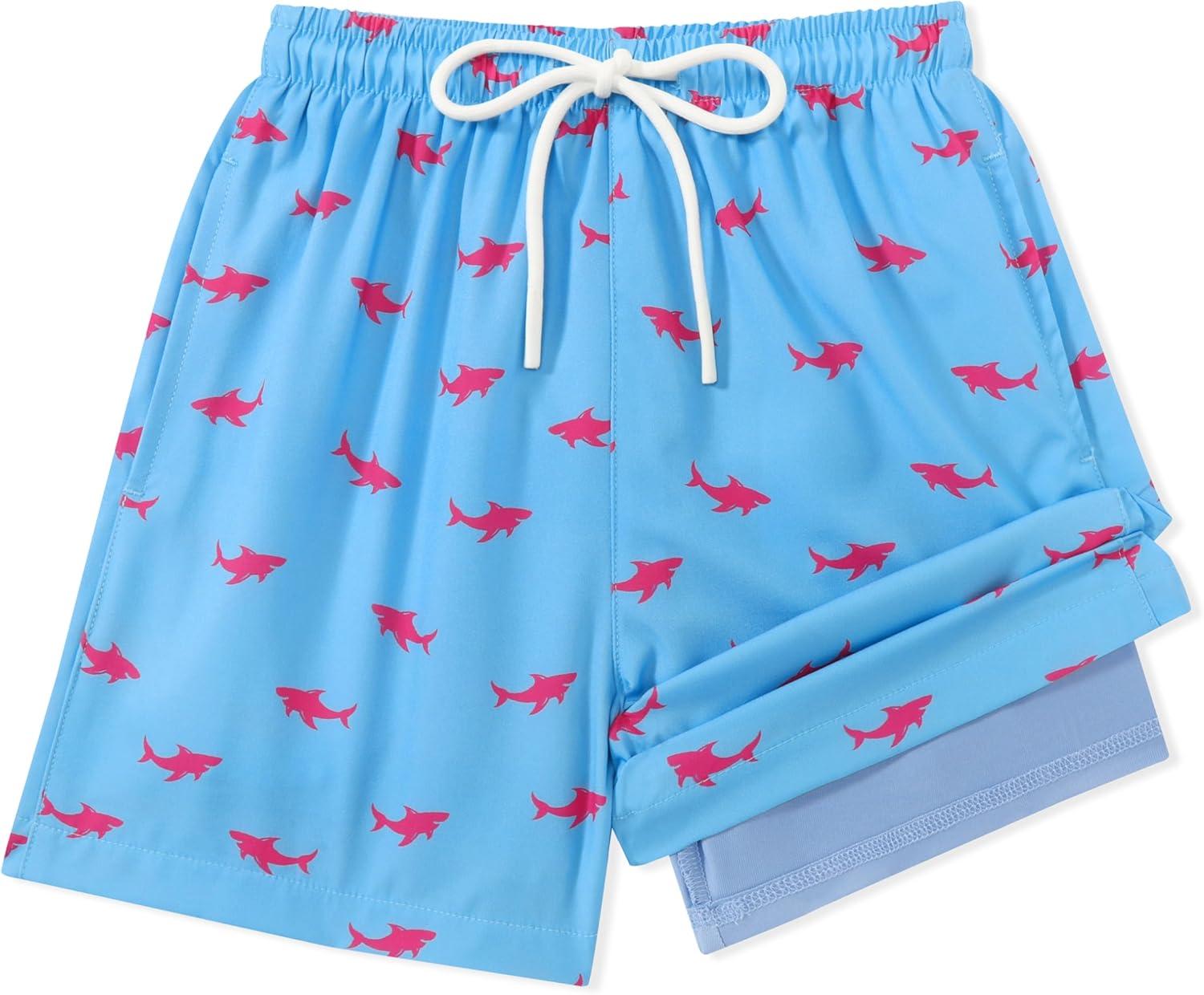 image:imageArshiner Boys Swim Trunks with Compression Liner Kids Bathing Suit Beach Swimming Shorts 614 YearsShark GreenRed