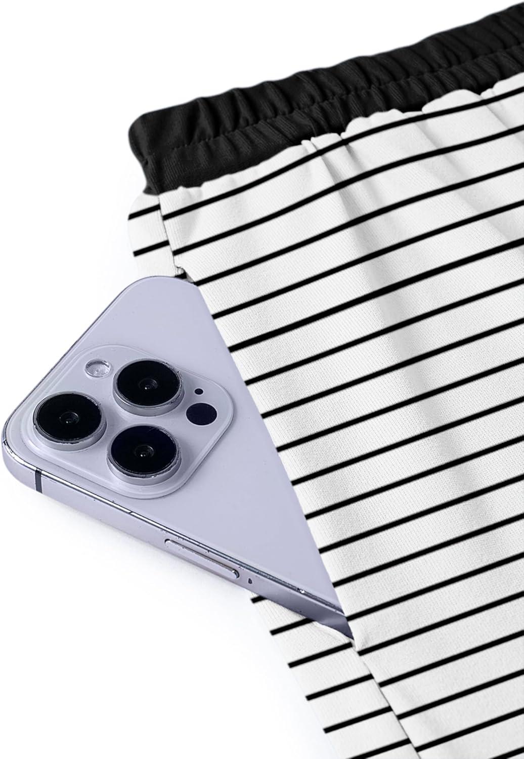 image:imageArshiner Girls Summer 2 Piece Outfits Short Sleeve T Shirts Top and Shorts Clothing Sets with PocketsBlack and White Stripes