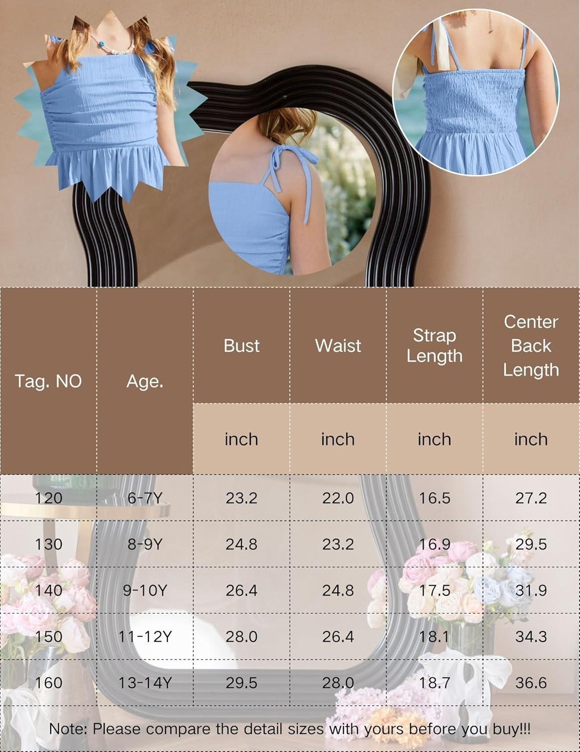 image:imageArshiner Girls Summer Dress Maxi Spaghetti Strap Ruched Flowy Beach Boho Casual Teen Girl Sundress 614 YearsChampagne