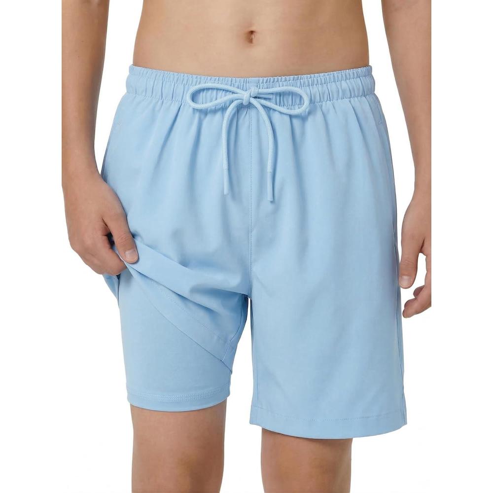 image:imageArshiner Boys Swim Trunks with Compression Liner Kids Bathing Suit Beach Swimming Shorts 614 YearsLight Blue