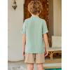Arshiner Boy’s 2 Piece Beach Outfit Short Sleeve Textured Button Down Shirt and Short Sets Summer Vacation Wear 4-12 Years(Green & Khaki)