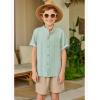 Arshiner Boy’s 2 Piece Beach Outfit Short Sleeve Textured Button Down Shirt and Short Sets Summer Vacation Wear 4-12 Years(Green & Khaki)