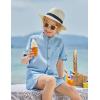 Arshiner Boy’s 2 Piece Beach Outfit Short Sleeve Textured Button Down Shirt and Short Sets Summer Vacation Wear 4-12 Years(Light Blue)