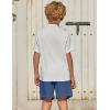 Arshiner Boy’s 2 Piece Beach Outfit Short Sleeve Textured Button Down Shirt and Short Sets Summer Vacation Wear 4-12 Years(White & Blue)