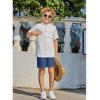 Arshiner Boy’s 2 Piece Beach Outfit Short Sleeve Textured Button Down Shirt and Short Sets Summer Vacation Wear 4-12 Years(White & Blue)