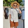 Arshiner Boy’s 2 Piece Beach Outfit Short Sleeve Textured Button Down Shirt and Short Sets Summer Vacation Wear 4-12 Years(White & Caramel)