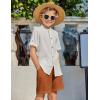 Arshiner Boy’s 2 Piece Beach Outfit Short Sleeve Textured Button Down Shirt and Short Sets Summer Vacation Wear 4-12 Years(White & Caramel)