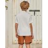 Arshiner Boy’s 2 Piece Beach Outfit Short Sleeve Textured Button Down Shirt and Short Sets Summer Vacation Wear 4-12 Years(White & Caramel)