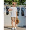Arshiner Boy’s 2 Piece Beach Outfit Short Sleeve Textured Button Down Shirt and Short Sets Summer Vacation Wear 4-12 Years(White & Khaki)
