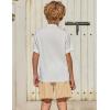 Arshiner Boy’s 2 Piece Beach Outfit Short Sleeve Textured Button Down Shirt and Short Sets Summer Vacation Wear 4-12 Years(White & Khaki Stripe)