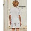 Arshiner Boy’s 2 Piece Beach Outfit Short Sleeve Textured Button Down Shirt and Short Sets Summer Vacation Wear 4-12 Years(White)