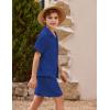 Arshiner Boys 2 Pieces Summer Beach Outfits Short Sleeve Button Down Shirts and Shorts Vacation Texture Sets for Kids(Royal Blue)
