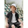Arshiner Boy’s Summer Beach Outfits Textured Button Down Shirt and Short Sets Casual Vacation Clothes for 5-12 Years(Black)