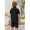 Arshiner Boy’s Summer Beach Outfits Textured Button Down Shirt and Short Sets Casual Vacation Clothes for 5-12 Years(Black)