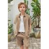 Arshiner Boy’s Summer Beach Outfits Textured Button Down Shirt and Short Sets Casual Vacation Clothes for 5-12 Years(Khaki)