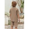 Arshiner Boy’s Summer Beach Outfits Textured Button Down Shirt and Short Sets Casual Vacation Clothes for 5-12 Years(Khaki)