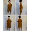 Arshiner Boy’s Summer Beach Outfits Textured Button Down Shirt and Short Sets Casual Vacation Clothes for 5-12 Years(Light Brown)