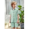 Arshiner Boy’s Summer Beach Outfits Textured Button Down Shirt and Short Sets Casual Vacation Clothes for 5-12 Years(Light Green)