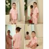 Arshiner Boy’s Summer Beach Outfits Textured Button Down Shirt and Short Sets Casual Vacation Clothes for 5-12 Years(Pink)