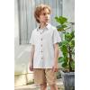 Arshiner Boy’s Summer Beach Outfits Textured Button Down Shirt and Short Sets Casual Vacation Clothes for 5-12 Years(White & Khaki)