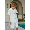 Arshiner Boy’s Summer Beach Outfits Textured Button Down Shirt and Short Sets Casual Vacation Clothes for 5-12 Years(White)