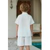 Arshiner Boy’s Summer Beach Outfits Textured Button Down Shirt and Short Sets Casual Vacation Clothes for 5-12 Years(White)