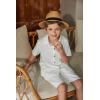Arshiner Boy’s Summer Beach Outfits Textured Button Down Shirt and Short Sets Casual Vacation Clothes for 5-12 Years(White)