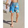 Arshiner Boy’s Swim Trunks with Compression Liner Kids Bathing Suit Beach Swimming Shorts 6-14 Years(Christmas in Hawaii – Blue)