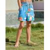 Arshiner Boy’s Swim Trunks with Compression Liner Kids Bathing Suit Beach Swimming Shorts 6-14 Years(Christmas in Hawaii – Blue)