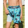 Arshiner Boy’s Swim Trunks with Compression Liner Kids Bathing Suit Beach Swimming Shorts 6-14 Years(Palm Tree – Green/Black)