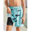 Arshiner Boy’s Swim Trunks with Compression Liner Kids Bathing Suit Beach Swimming Shorts 6-14 Years(Shadow Shark – Green)