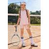 Arshiner Girls 2 Piece Outfits Summer Clothes Sleeveless Pullover Open Back Tank Tops and Biker Shorts Kids Athletic Sets(Pink)